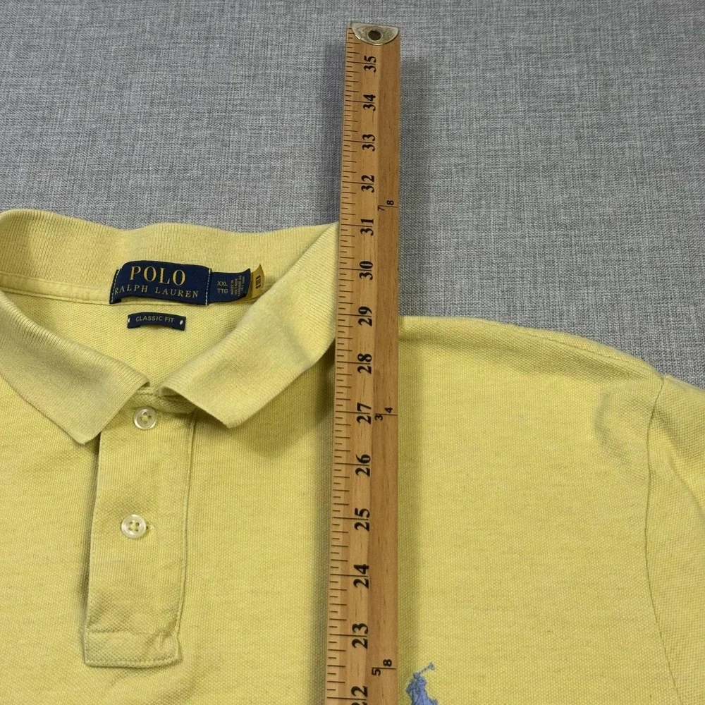 Polo Ralph Lauren Polo Shirt Mens 2XL Yellow Cotton Short Sleeve Embroidered